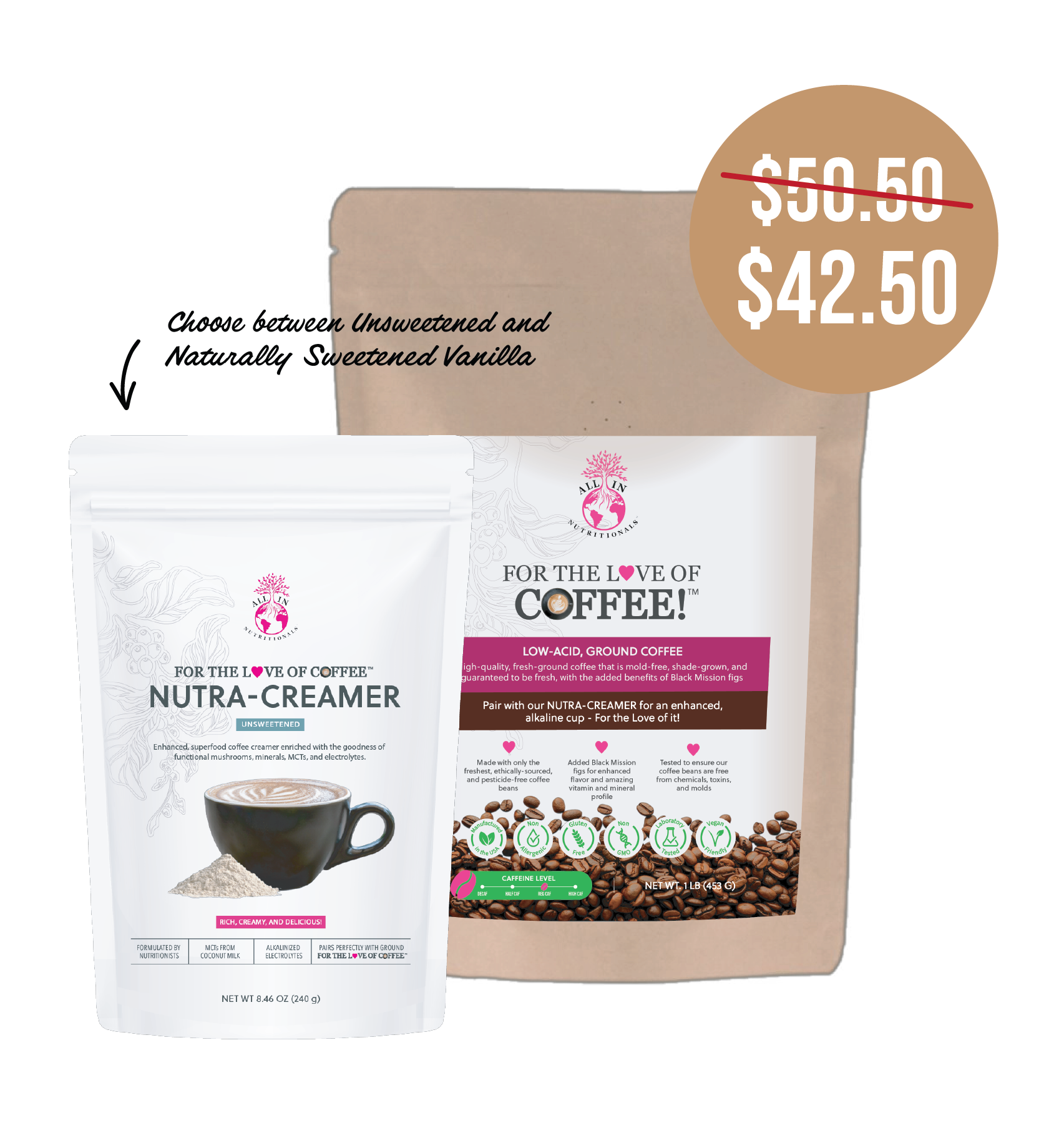 Ground For the L❤️ve of Coffee™ plus Nutra-Creamer Bundle